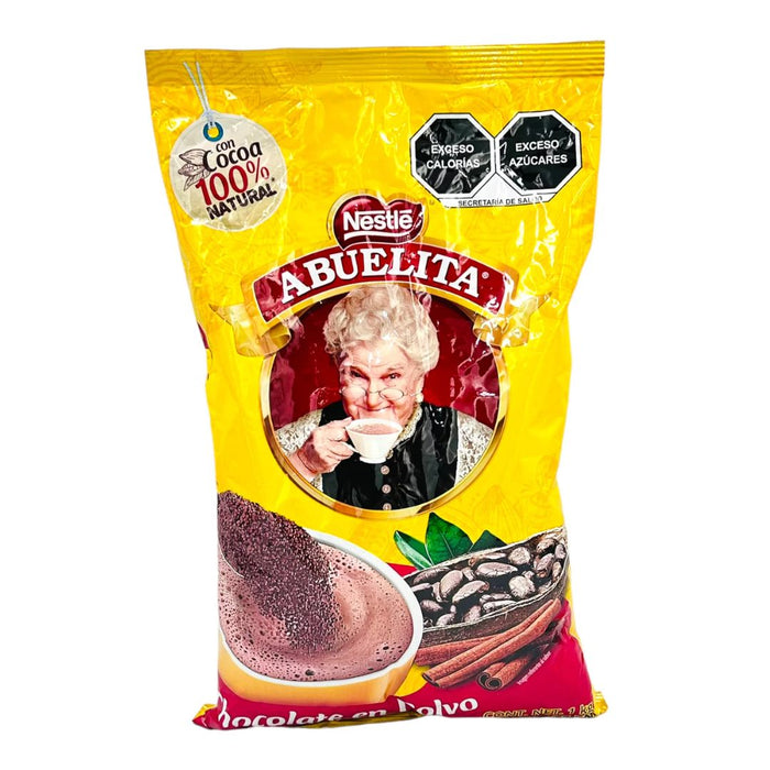 Bolsa de chocolate Abuelita de 1 kg  de Nestlé. Uso sugerido: chocolate caliente, con bombones, mocha y postres.