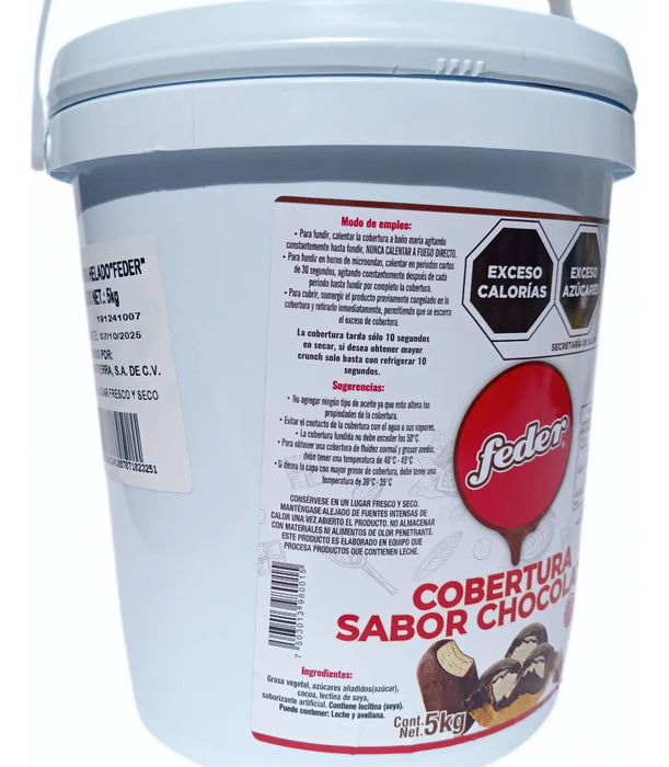 Cobertura de Chocolate Feder Cubeta 5 Kg
