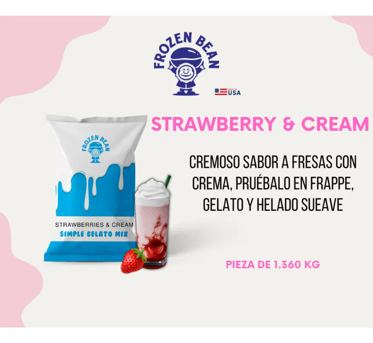 Base para bebidas y helado Frozen Bean fresas con crema 1.360 Kg