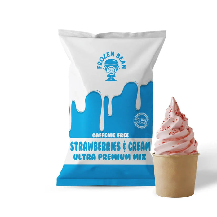 Bolsa de 1,36 kg de Frozen Bean de Fresas con crema para frappes, soft serve, gelato, bebidas calientes, granitas y más.