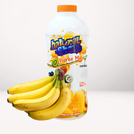 Pulpa de fruta natural de 1 litro marca Natural Shake sabor plátano.