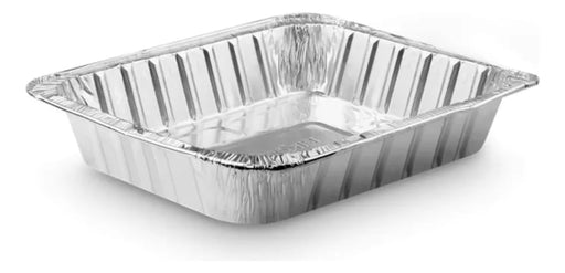 Pavera de aluminio rectangular de 7 litros. Ideal para preparar y transportar banquetes navideños, como pavo, pierna, lomo o pescado