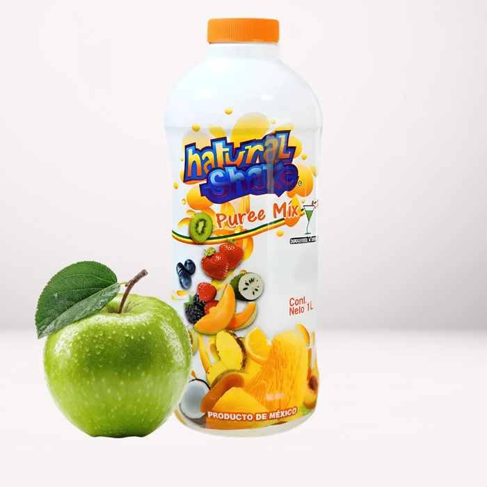 Pulpa de Manzana Verde sin conservadores para la preparación de bebidas, como coctelería, frappés, smoothies, granizados, sodas Italianas y bebidas a las Rocas. 