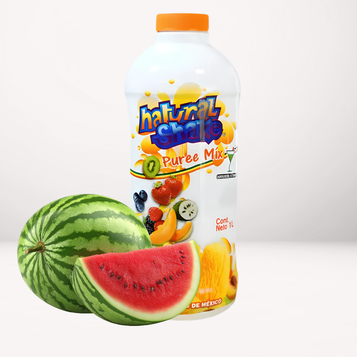 Pulpa de sandía sin conservadores para la preparación de bebidas, como coctelería, frappés, smoothies, granizados, sodas Italianas y bebidas a las Rocas. 
