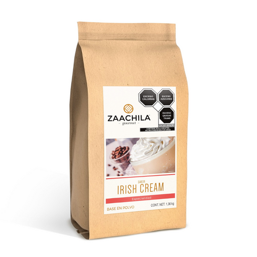 Bolsa de bebida premix en polvo sabor crema irlandesa de la marca Zaachila. Útil para bebidas frías y calientes. 